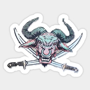 Buffalo with horns and crossed swords Sticker